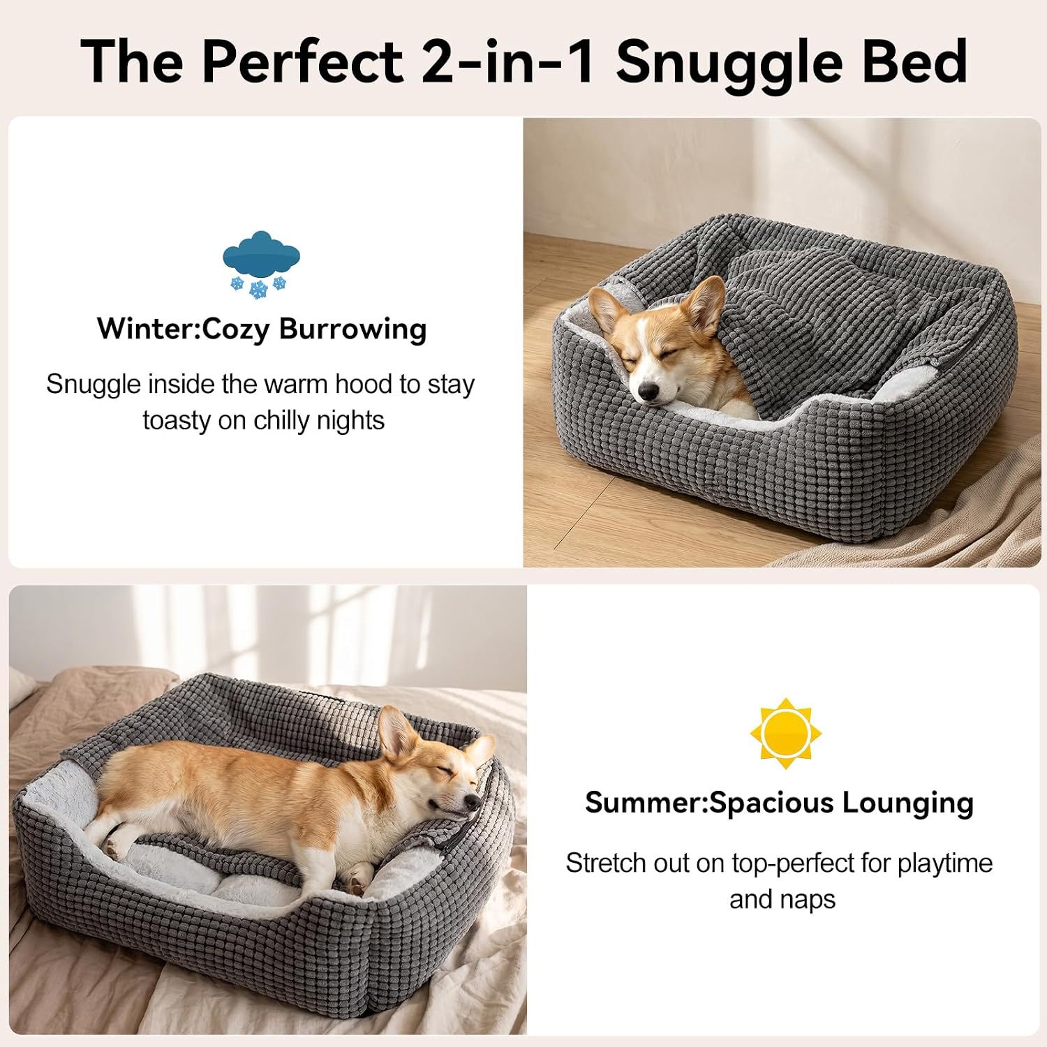 Dog Bed with Attached Blanket