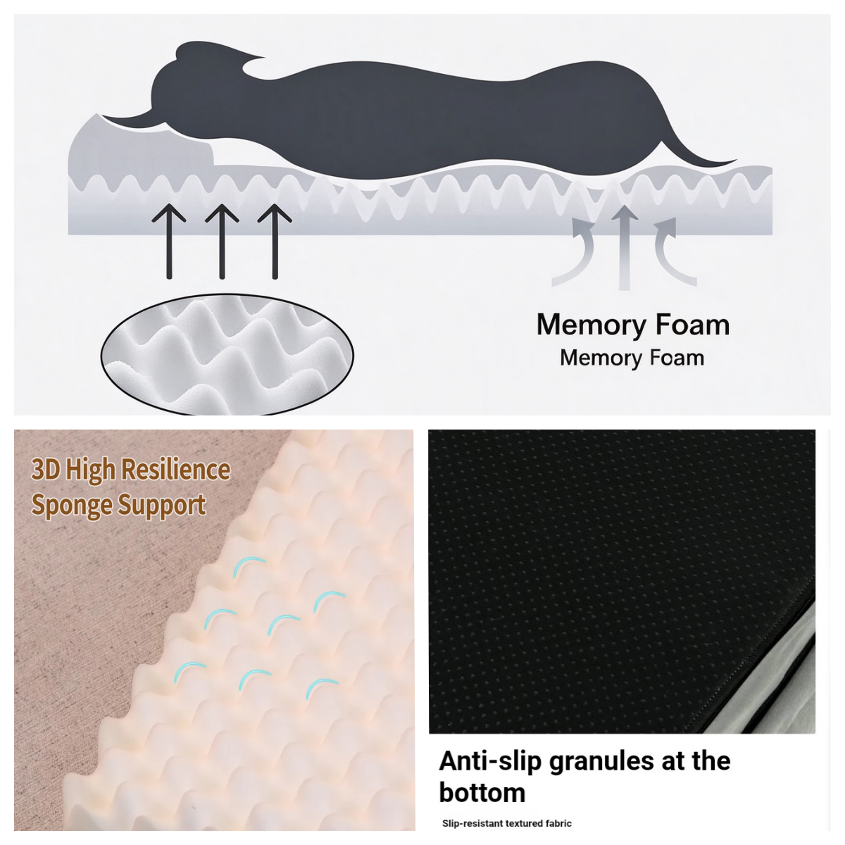 Non-slip Bottom Memory Foam Dog Bed