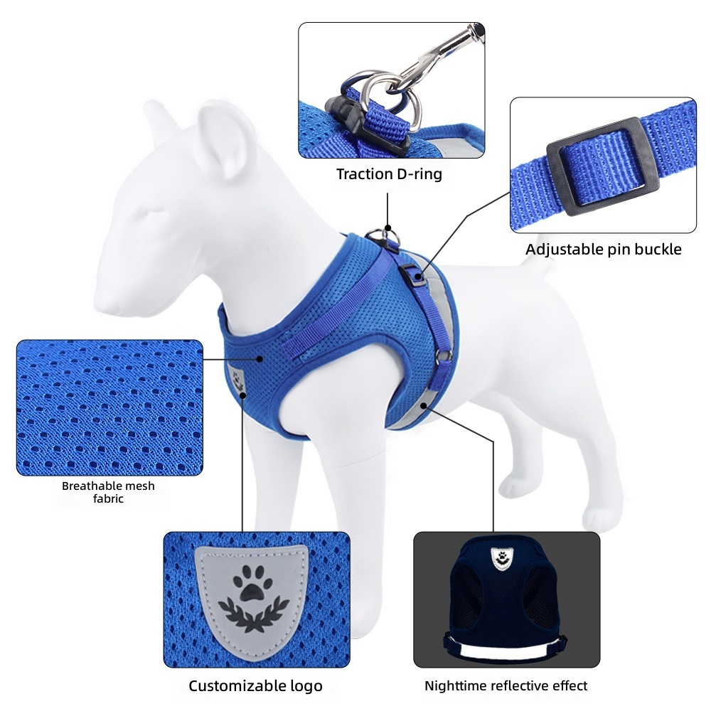 Pets Reflective Breathable Harness and Leash Set