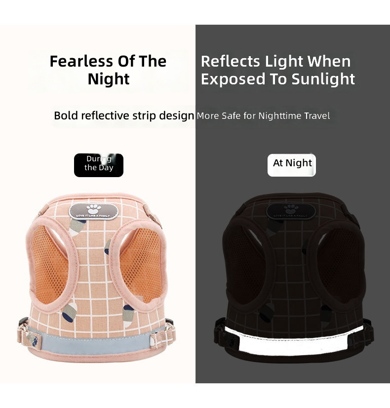 Pets Reflective Breathable Harness and Leash Set