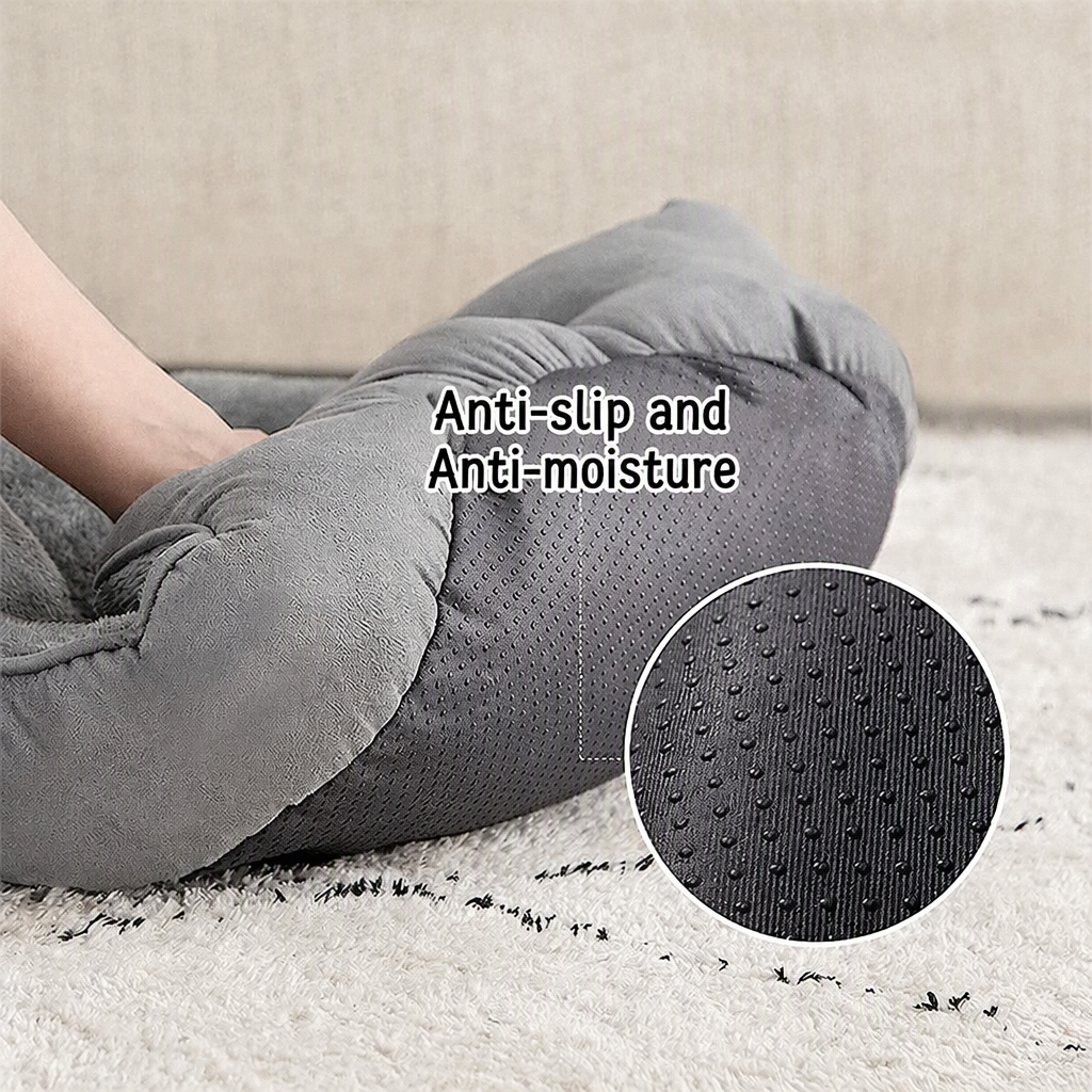 Round Donut Dog Bed, Soft Plush Calming Pet Bed