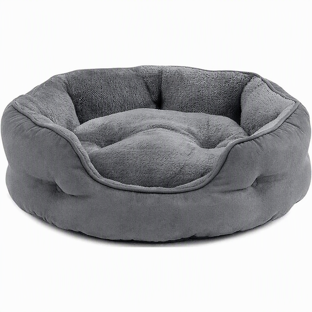 Round Donut Dog Bed, Soft Plush Calming Pet Bed