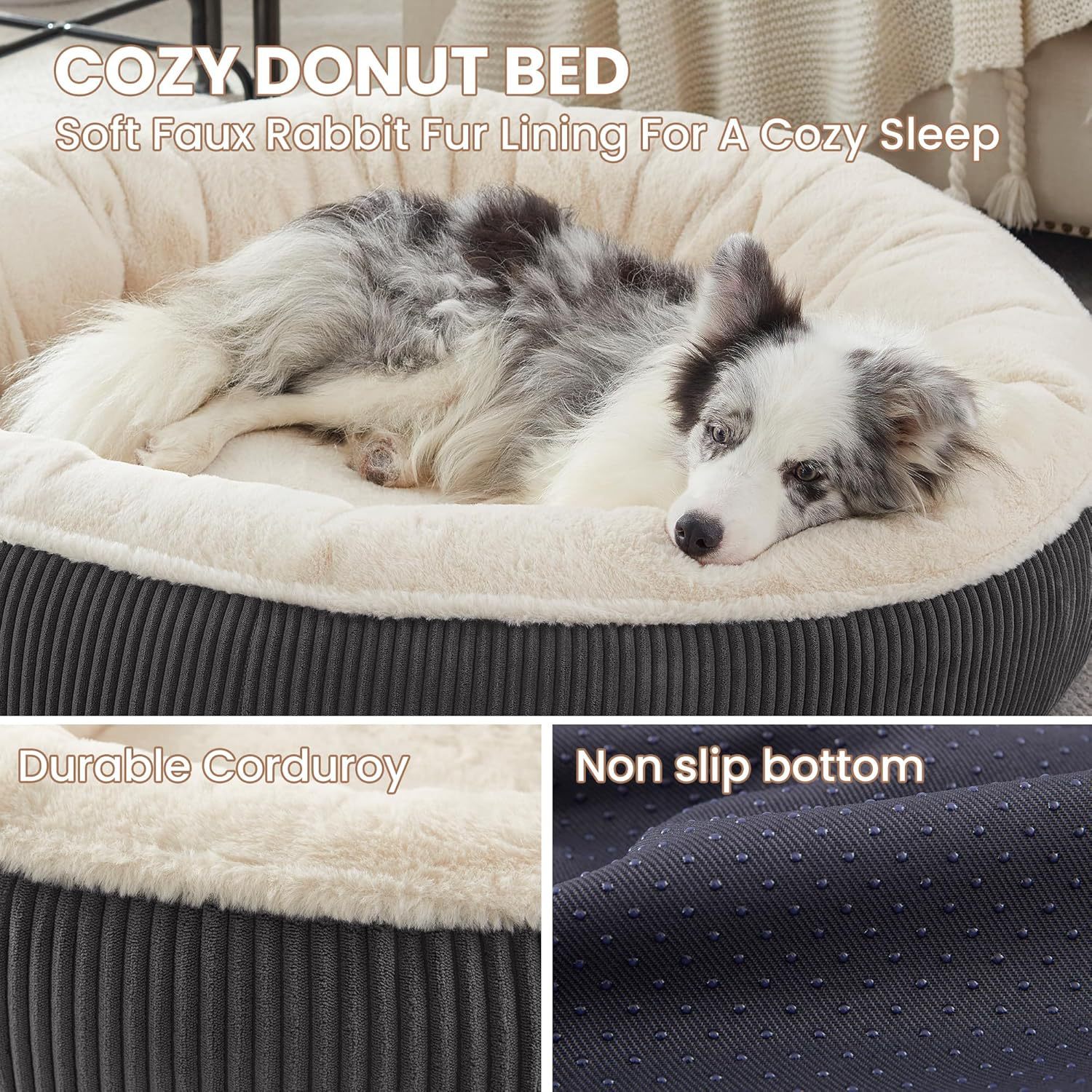 Cozy Corduroy Donut Pet Bed