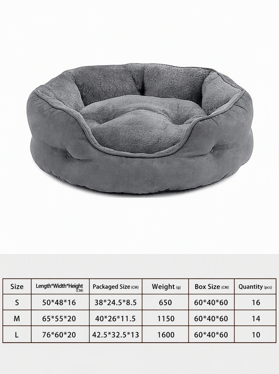 Round Donut Dog Bed, Soft Plush Calming Pet Bed
